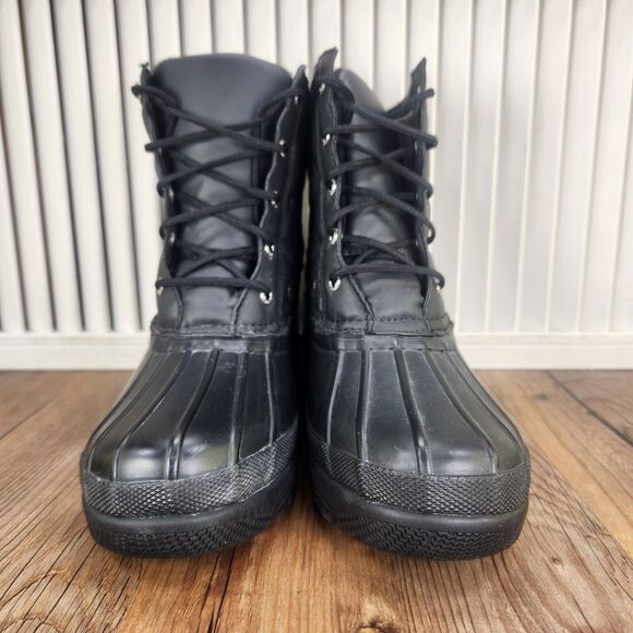 Sperry Top-Sider Gosling Duck Boots Womens Sz 7 Black Quilted Rubber Ankle Rain - Picture 2 of 10